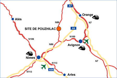 Plan d'accès au site de Pouzhilac
